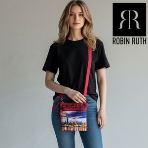 ROBIN RUTH Chicago Skyline Crossbody Bag Adjustable Strap, NWOT